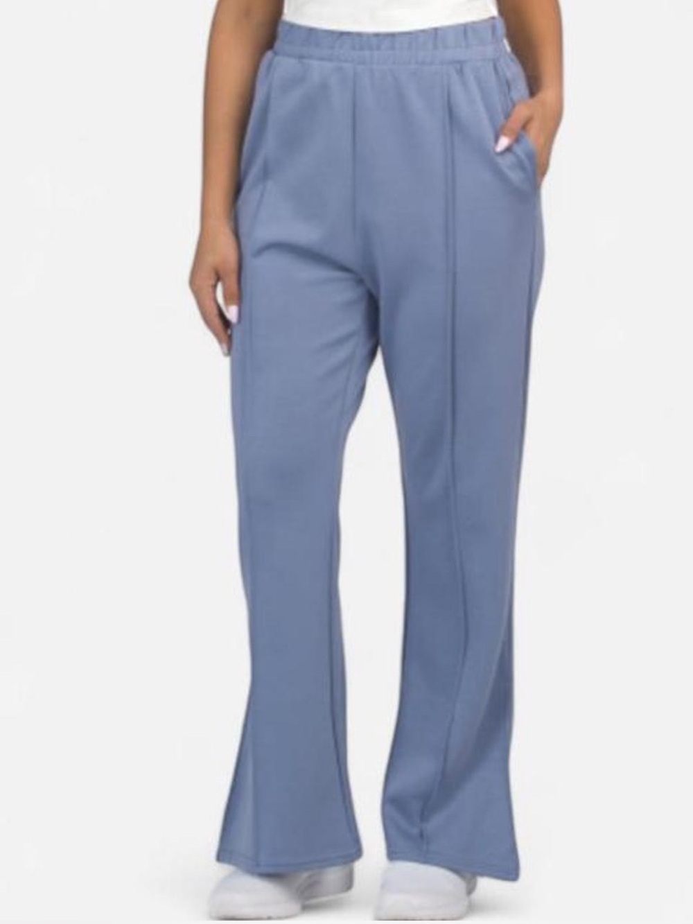 Kimberly C. Wide-Leg Track Pants in Dusty Blue NWT size medium